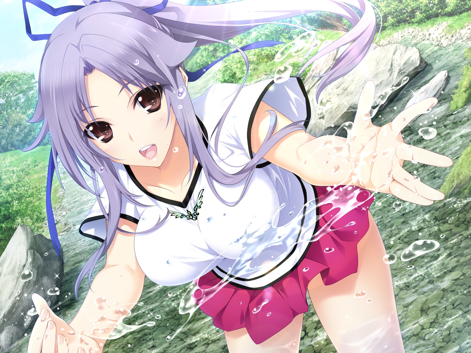 game_cg, gray_hair, iizuki_tasuku, lovely_x_cation, lovely_x_cation_2, narukawa_hime, ponytail, skirt