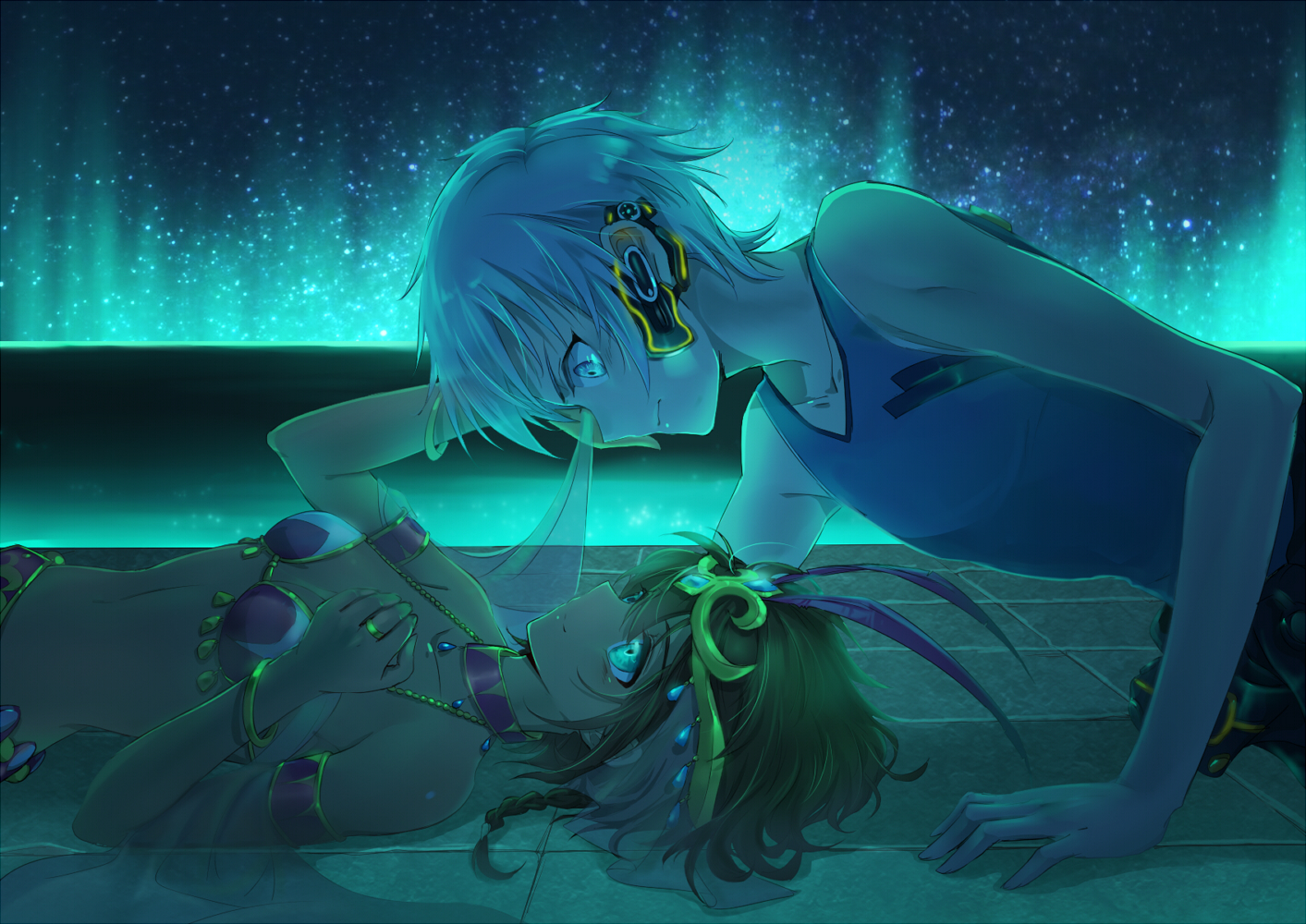 amy_(suisei_no_gargantia), ledo_(suisei_no_gargantia), liusang, male, night, suisei_no_gargantia