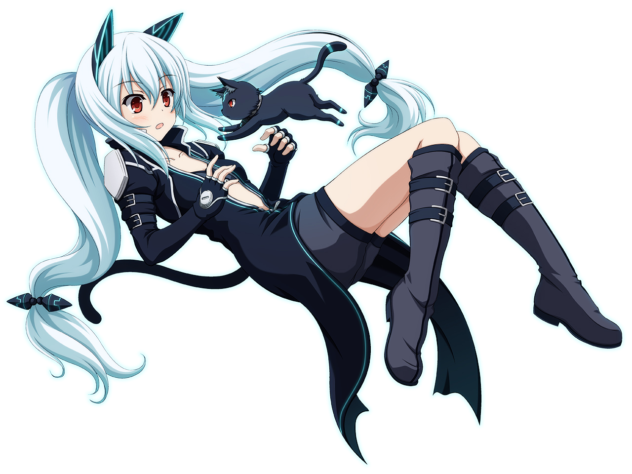 animal, animal_ears, blush, boots, bra, cat, catgirl, long_hair