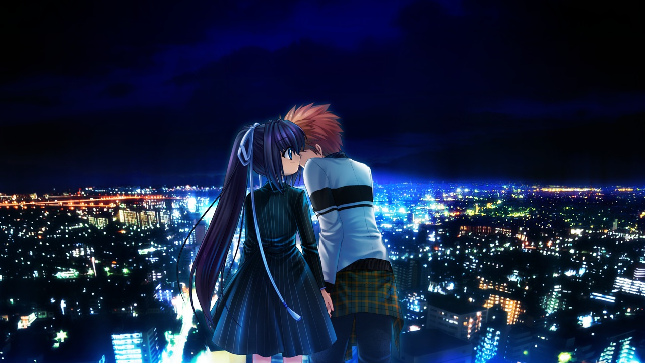 black_hair, blue_eyes, game_cg, hinoue_itaru, key, kiss, konohana_lucia, long_hair