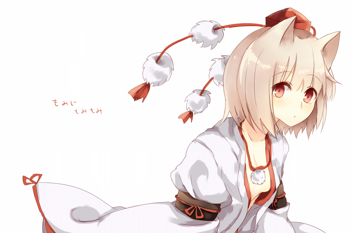 animal_ears, inubashiri_momiji, kinona, red_eyes, short_hair, touhou, white, wolfgirl