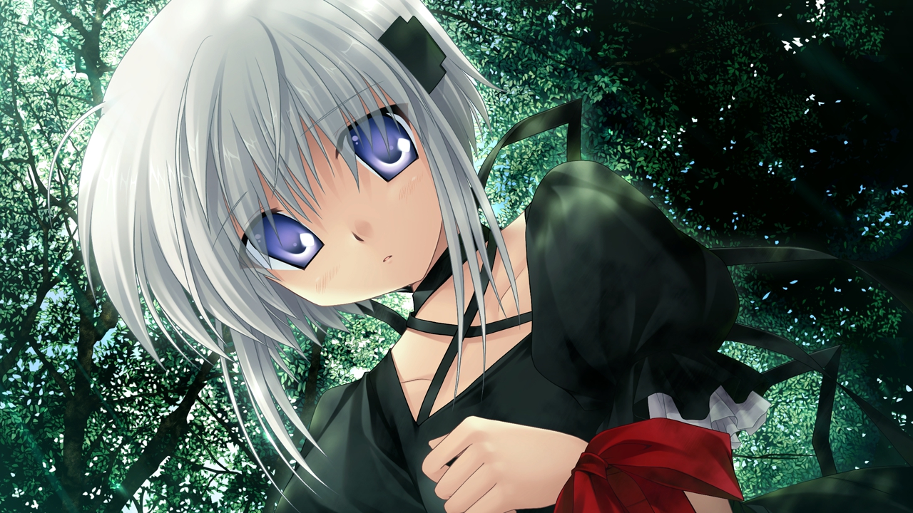 blue_eyes, dress, game_cg, hinoue_itaru, kagari_(rewrite), key, rewrite, ribbons
