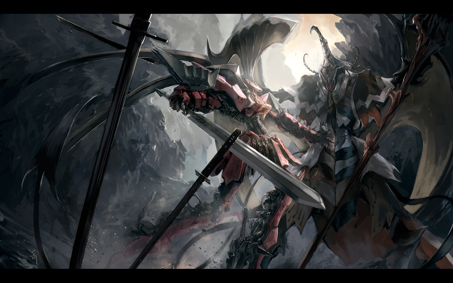 archlich, five_star_stories, led_mirage, mecha, satan_(five_star_stories), sword, weapon