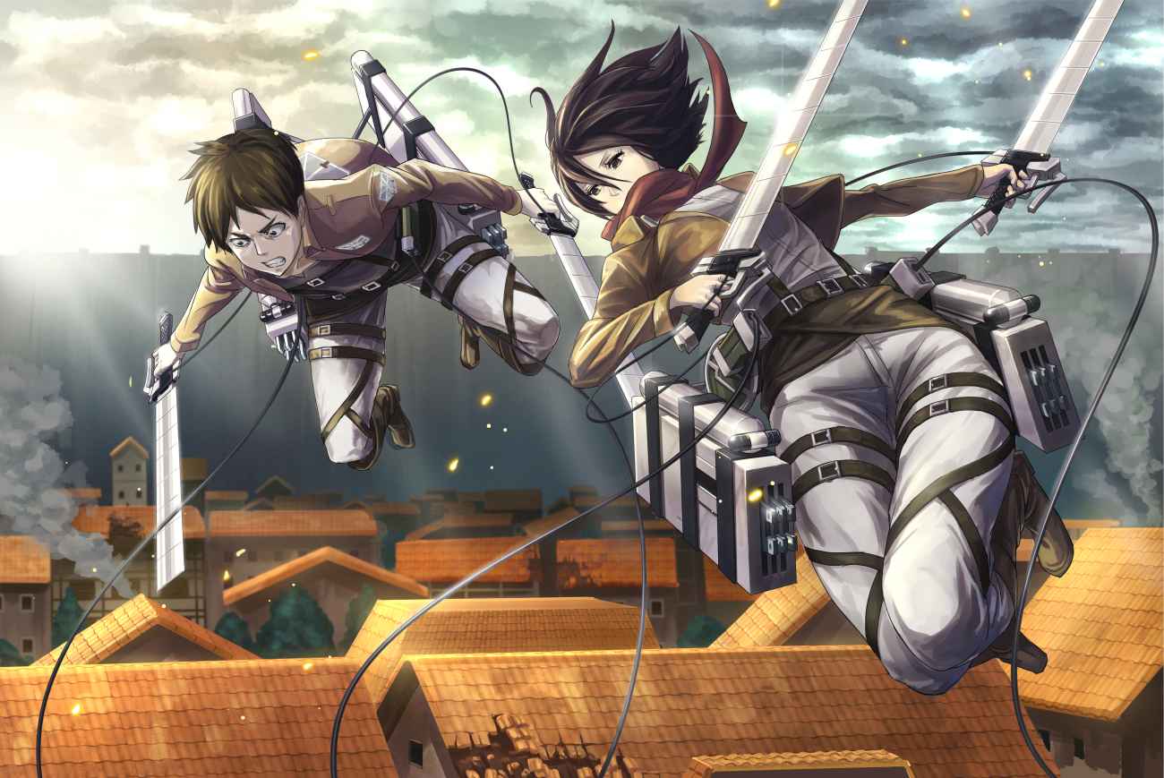 eren_jaeger, loup, mikasa_ackerman, shingeki_no_kyojin