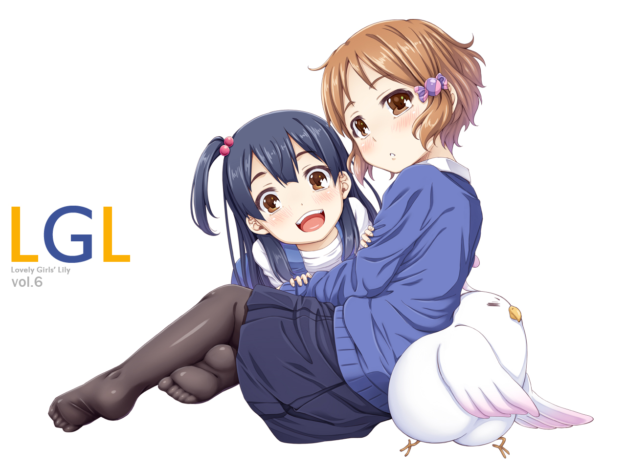 2girls, amarotamaro, dera_mochimazzui, kitashirakawa_anko, makino_kanna, pantyhose, tamako_market