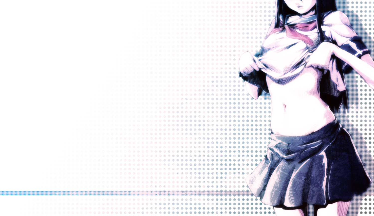 mubouou_aasaa, navel, original, school_uniform, undressing