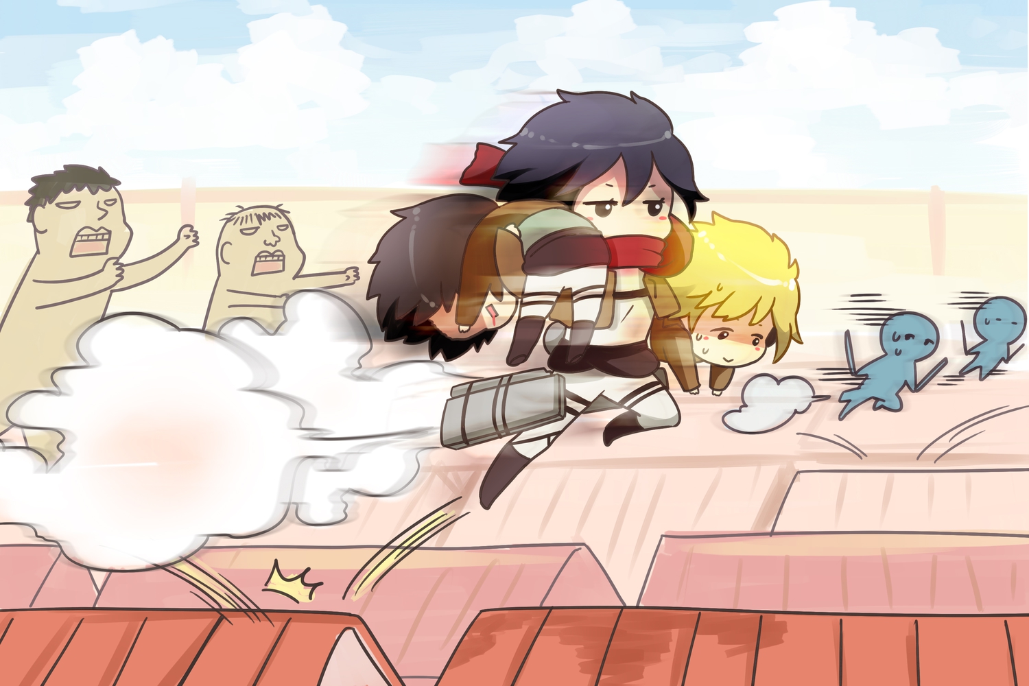 armin_arlert, eren_jaeger, mikasa_ackerman, moxue_qianxi, shingeki_no_kyojin