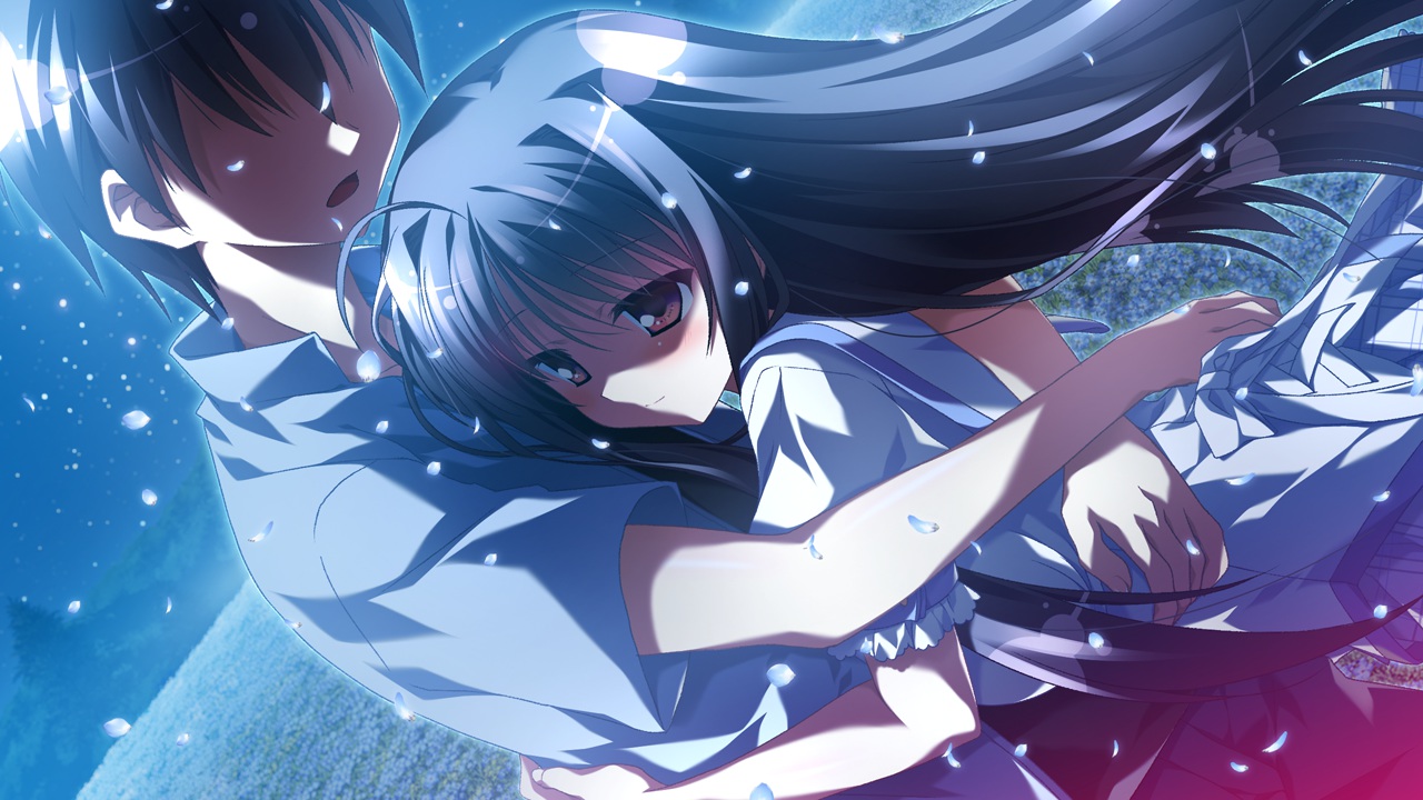 black_hair, game_cg, hug, minori, natsuzora_no_perseus, night, shouna_mitsuishi, toono_ren
