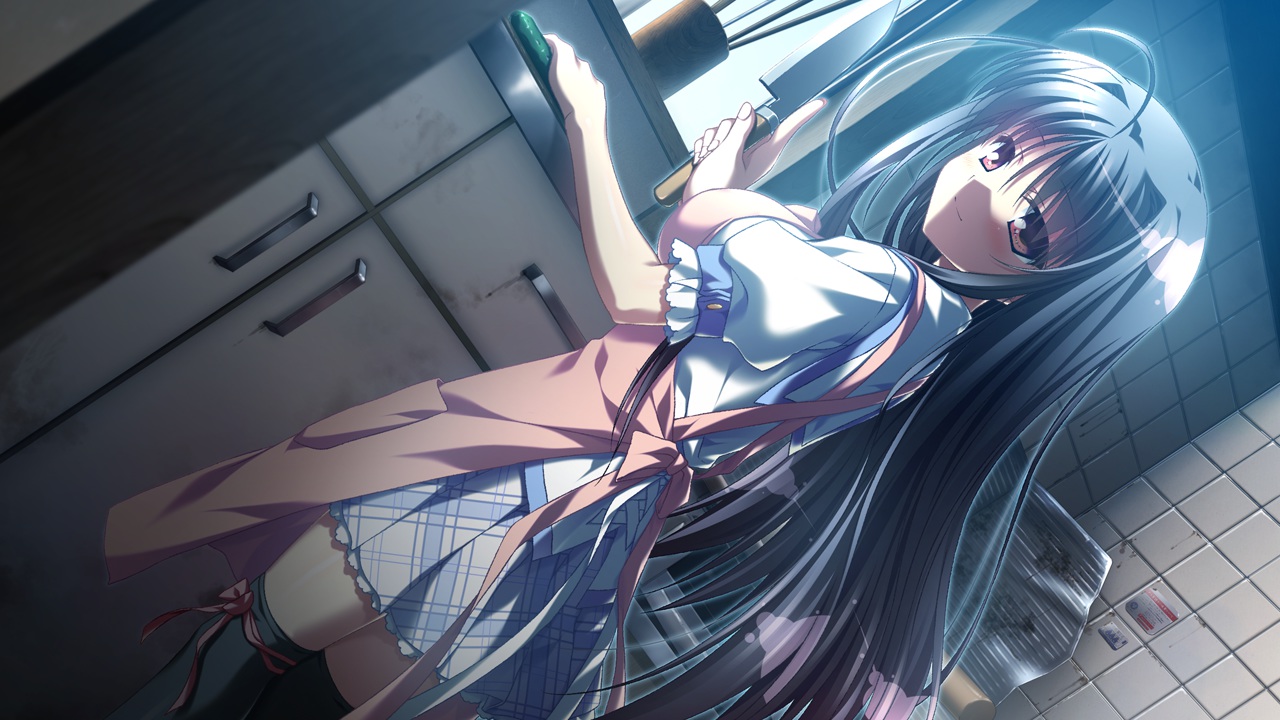 apron, black_hair, game_cg, long_hair, minori, natsuzora_no_perseus, school_uniform, shouna_mitsuishi