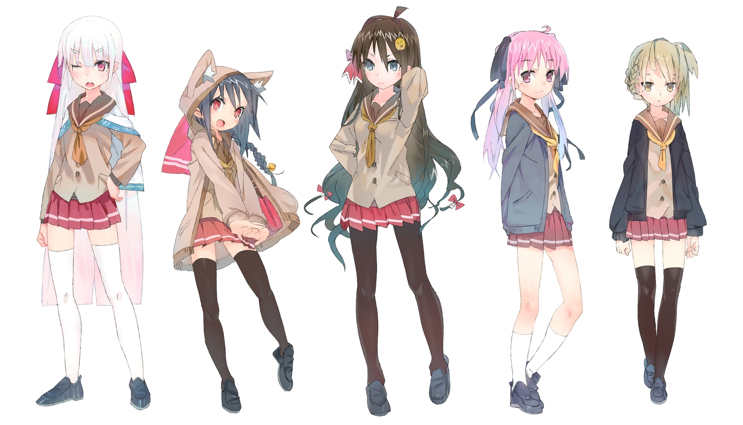 bow, karei_(hirameme), original, school_uniform, thighhighs