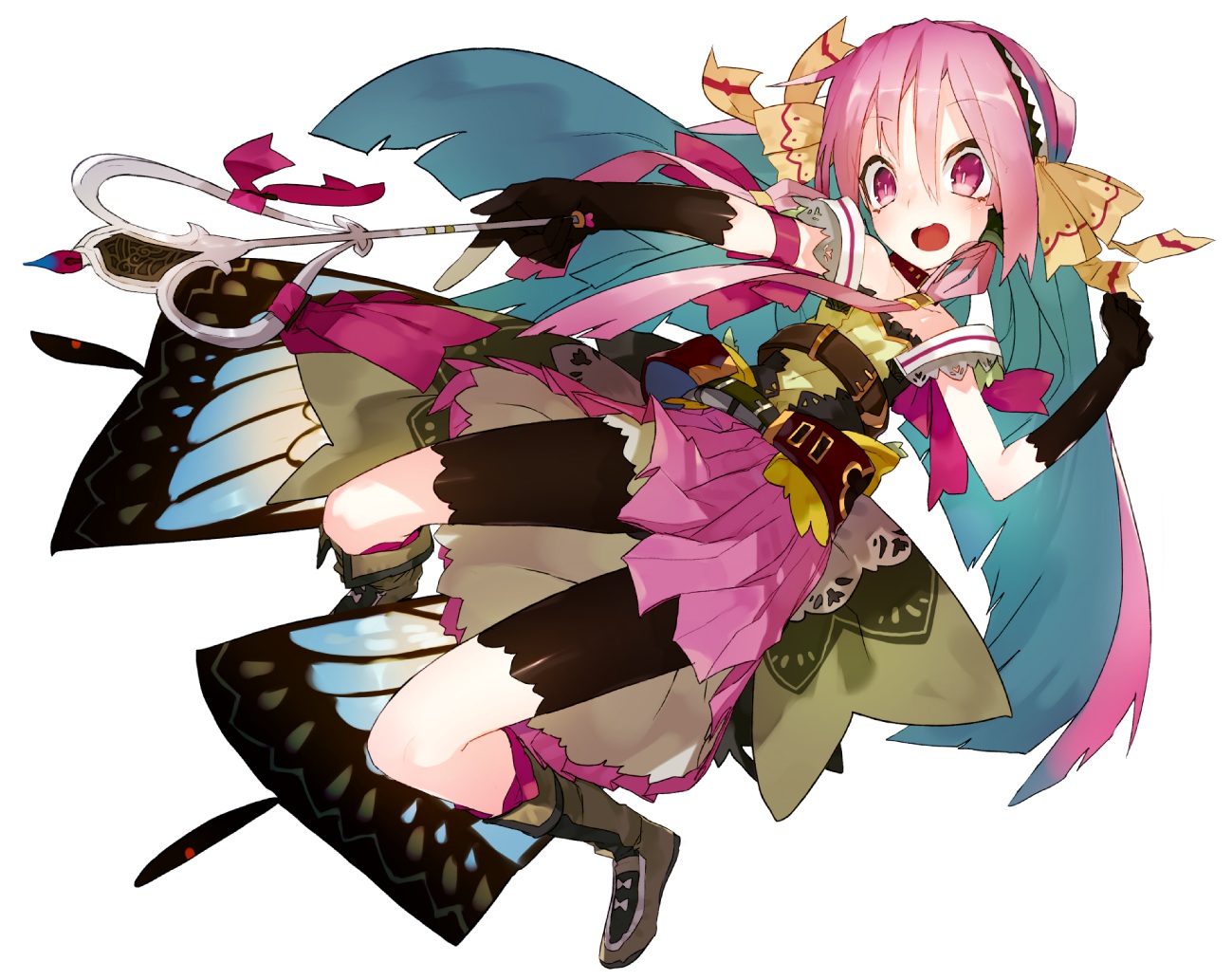 elbow_gloves, gloves, karei_(hirameme), original, pink_eyes, wand