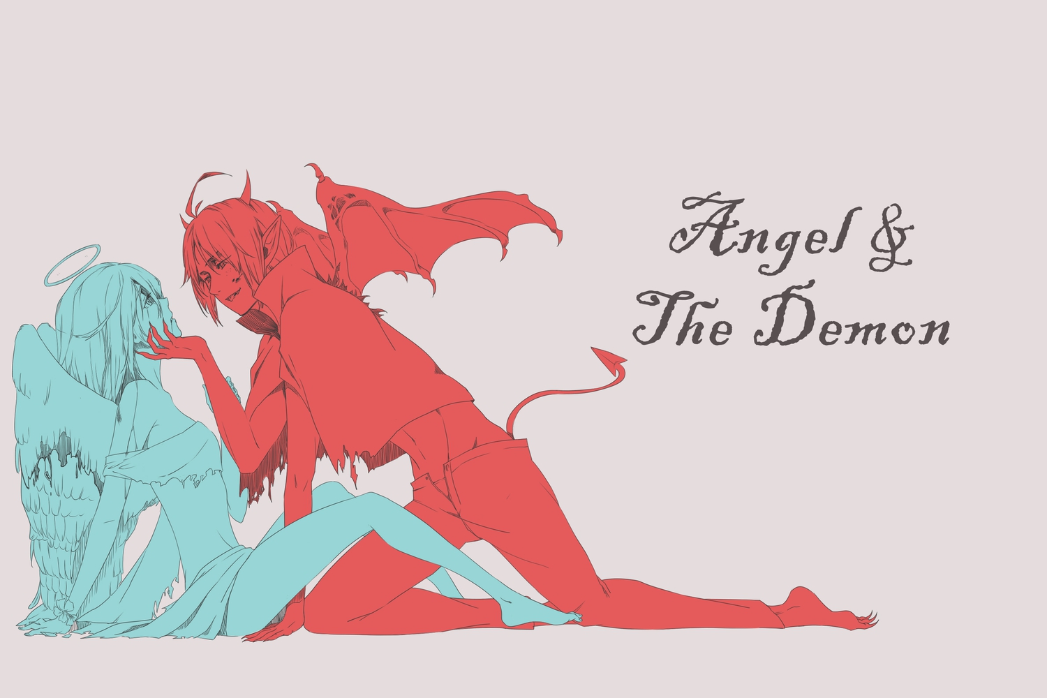 2girls, angel, christa_renz, demon, jin_chongtian, pointed_ears, shingeki_no_kyojin, ymir_(shingeki_no_kyojin)
