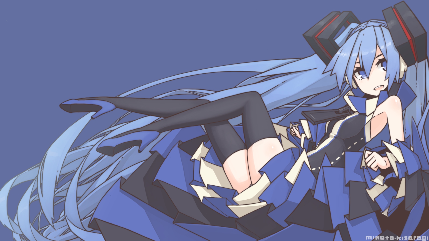 amagimikoto, hatsune_miku, long_hair, thighhighs, vocaloid