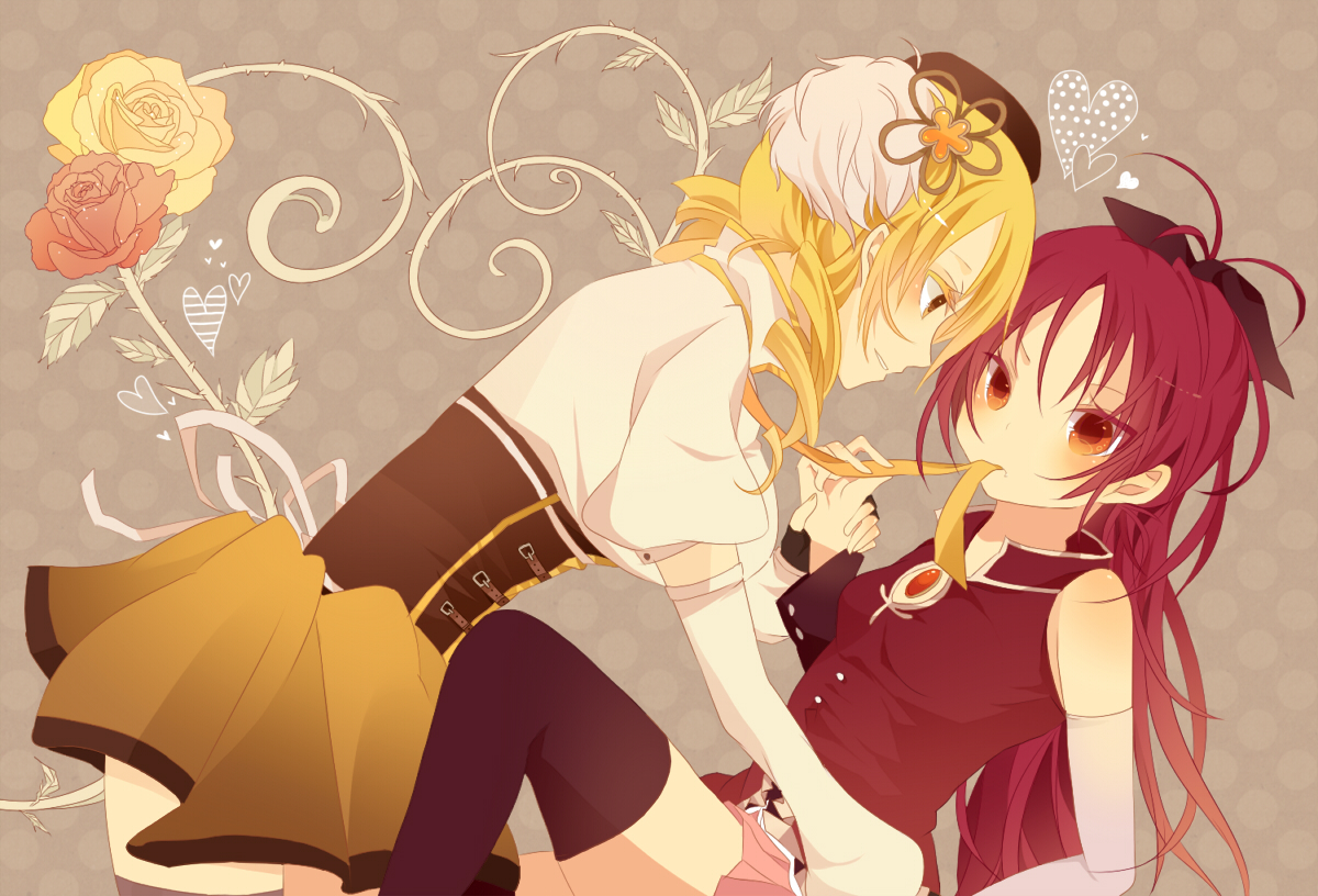 2girls, mahou_shoujo_madoka_magica, mmco, sakura_kyouko, shoujo_ai, tomoe_mami