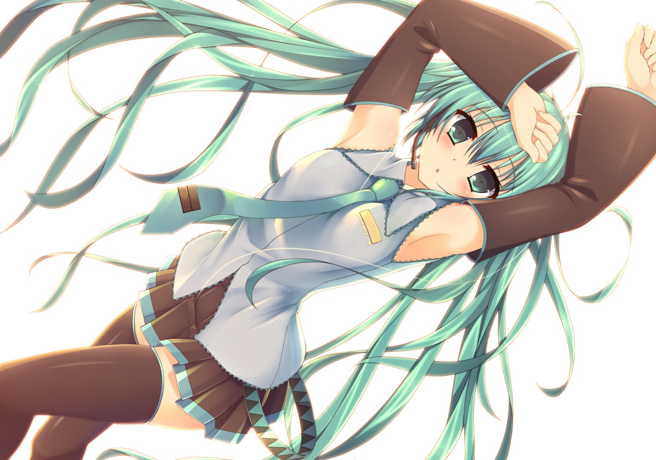blush, hatsune_miku, shinopoko, tie, vocaloid, zettai_ryouiki
