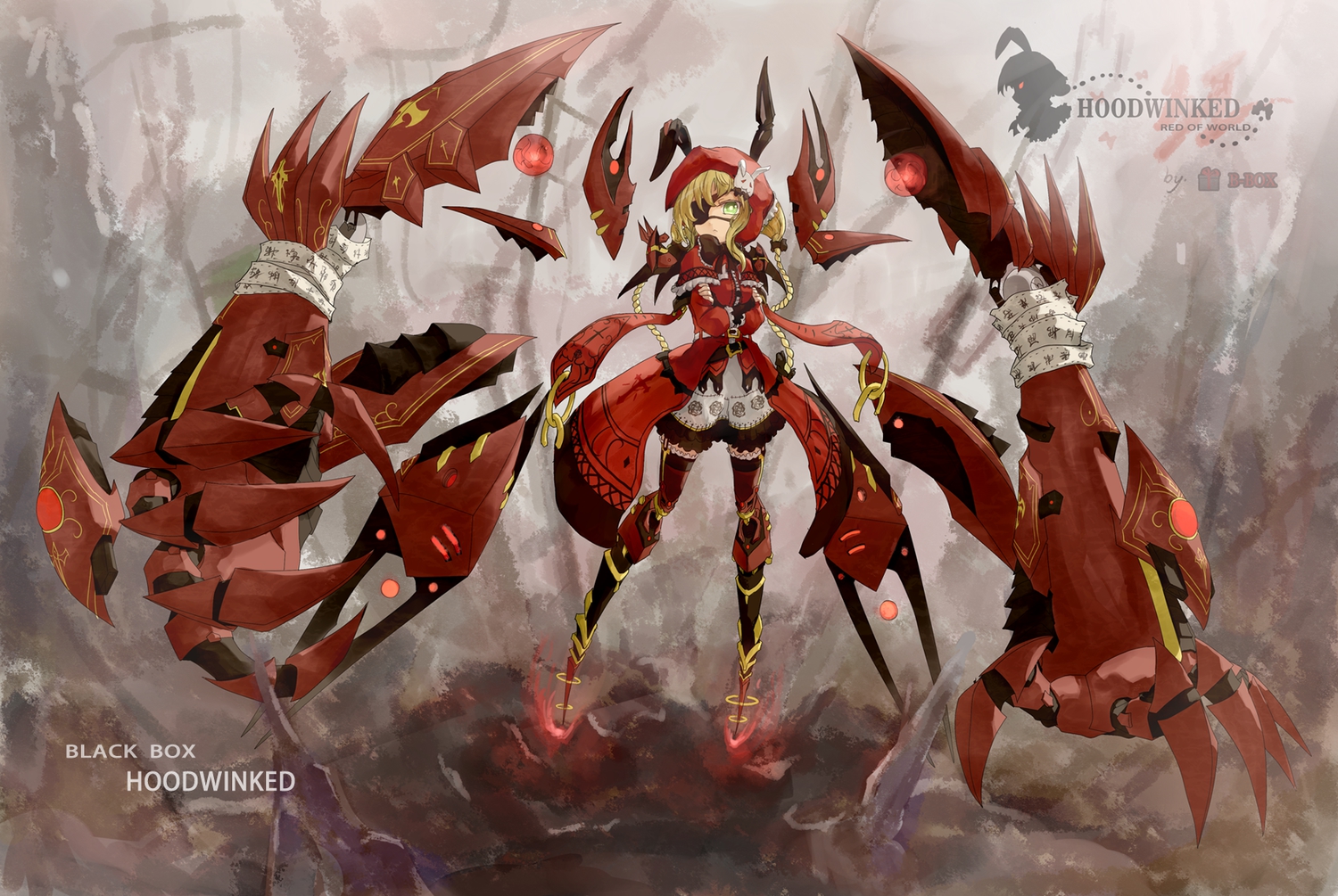 blonde_hair, eyepatch, green_eyes, mecha, mechagirl, original, undeedking