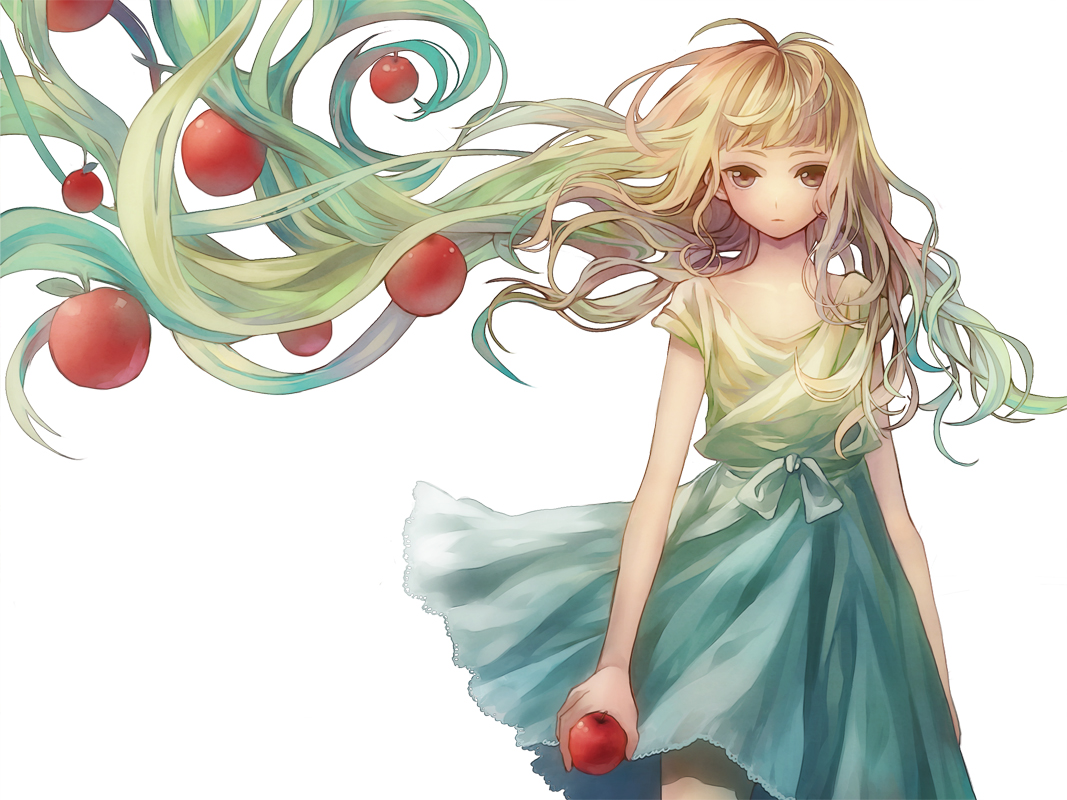 apple, food, fruit, hachijou_asa, original, white