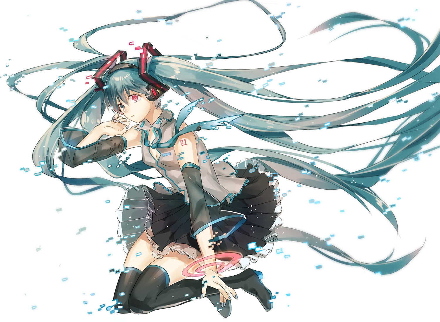 bicolored_eyes, hatsune_miku, tears, vocaloid, yunomachi
