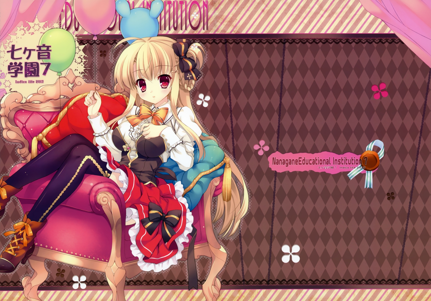 blonde_hair, indico_lite, long_hair, mitha, nanagane_educational_institution, red_eyes, scan, shirasagi_otoha, thighhighs