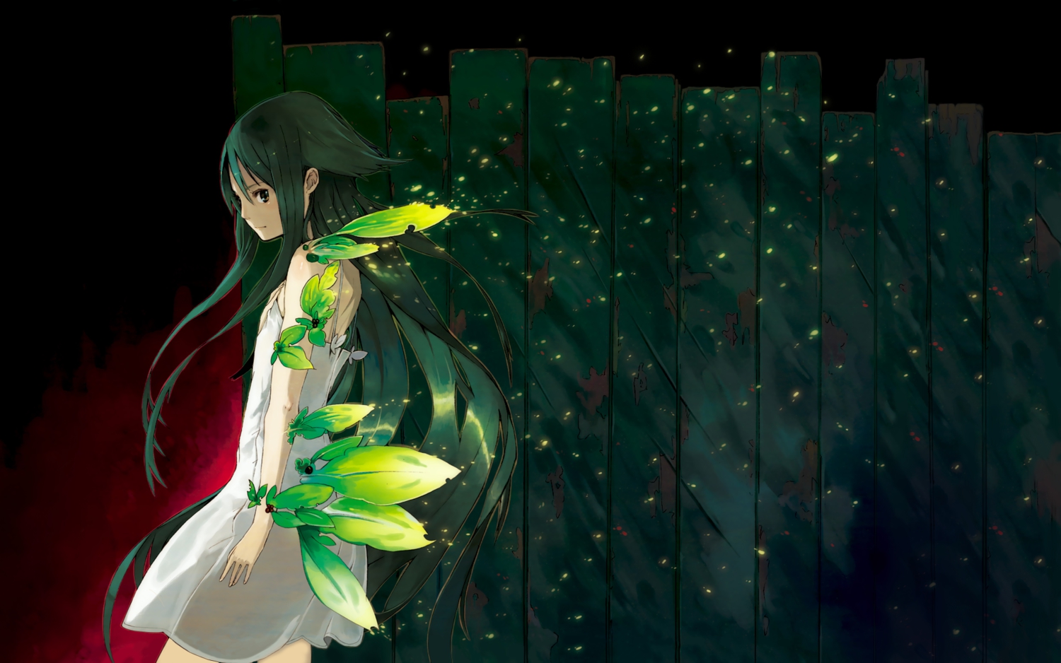 green_eyes, green_hair, hrd, saya, saya_no_uta, third-party_edit
