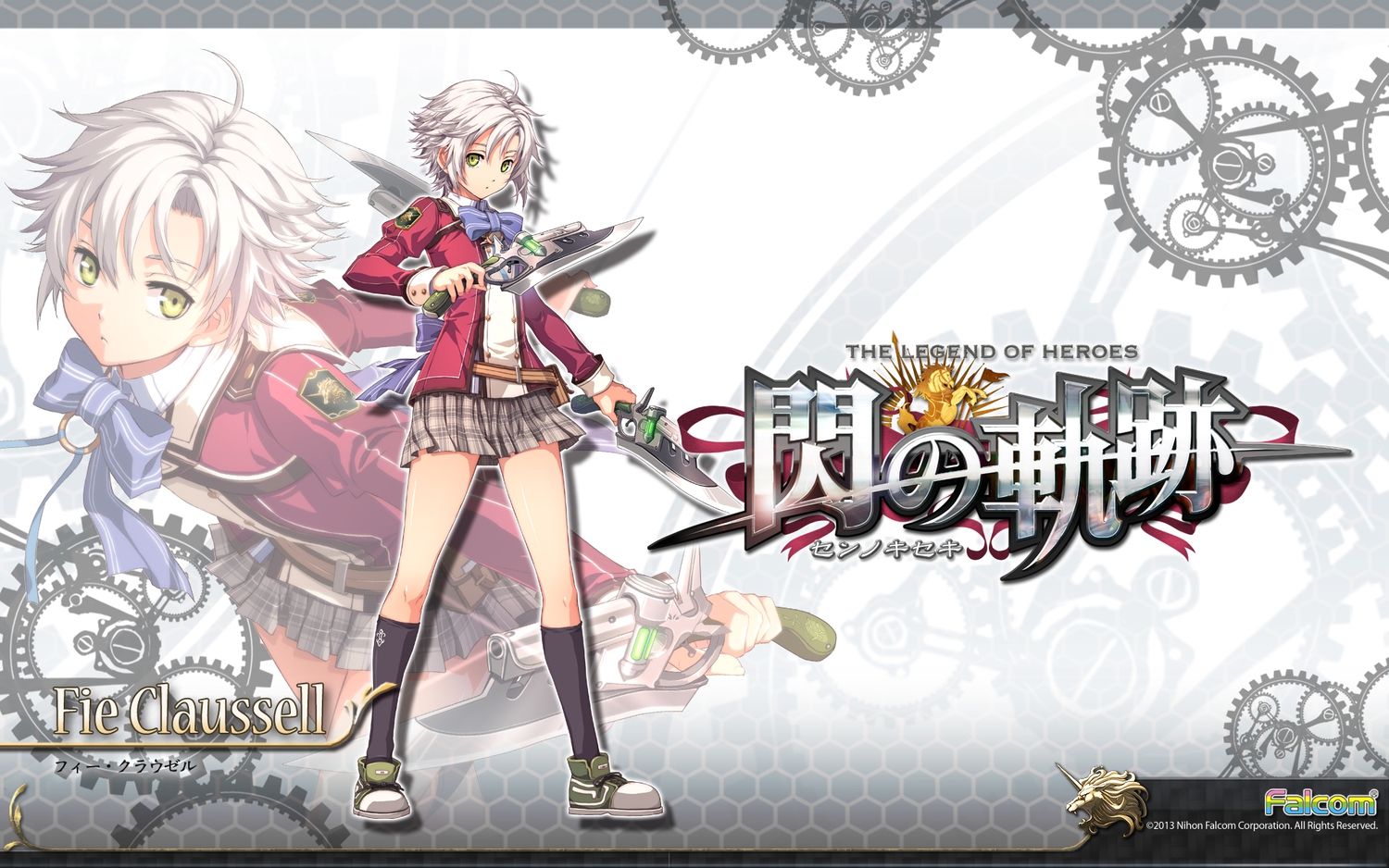 bow, eiyuu_densetsu, falcom, fie_claussell, gun, kneehighs, knife, logo
