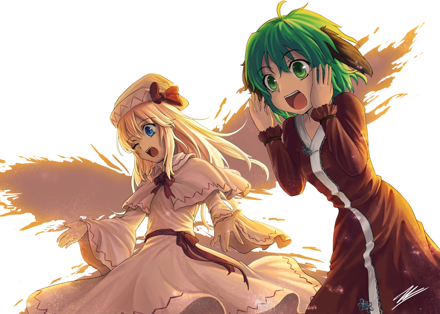 2girls, animal_ears, fairy, freeze-ex, kasodani_kyouko, lily_white, touhou, wings