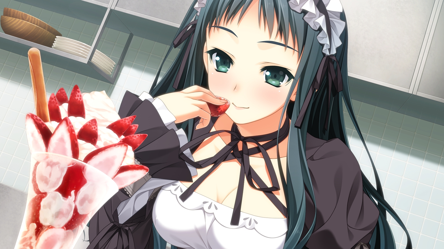 berrys, food, fruit, game_cg, goth-loli, headdress, lolita_fashion, makinosawa_ena