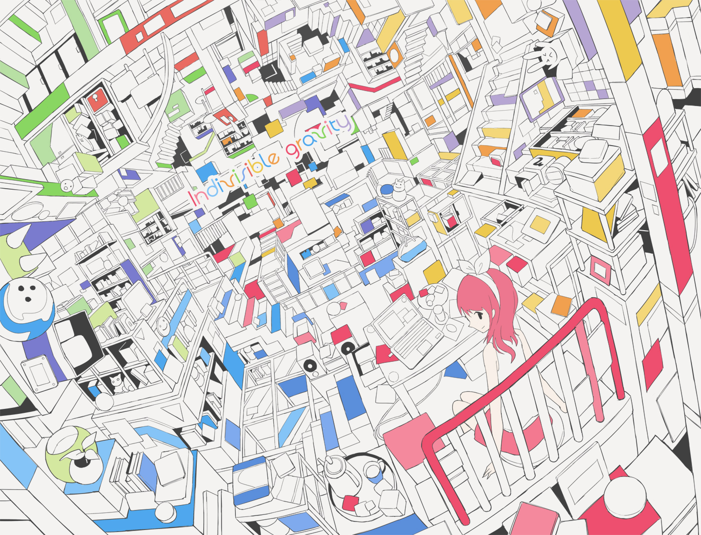 book, computer, drink, hebitsukai, original, ribbons, scenic