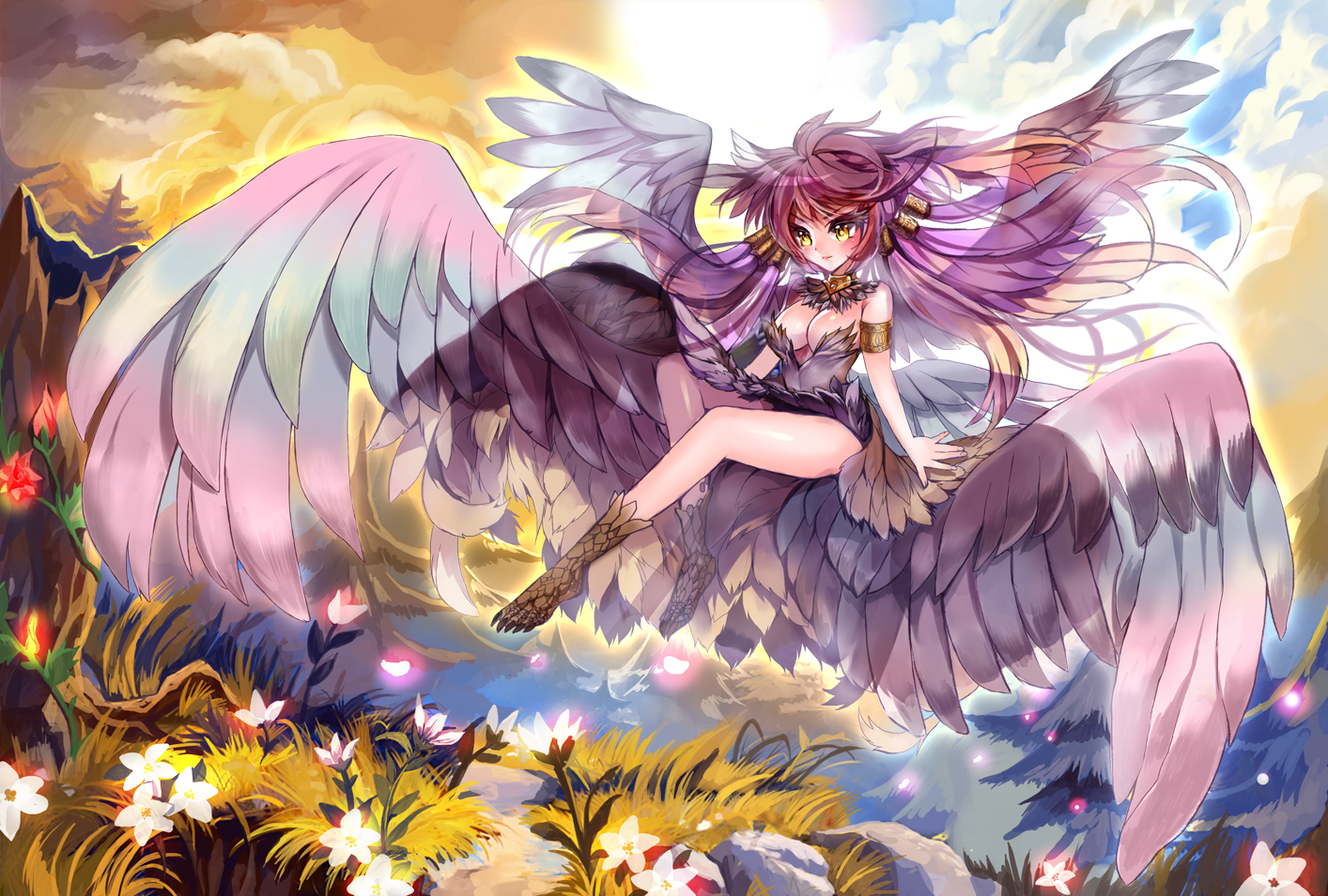 original, purple_hair, u_julgi, wings