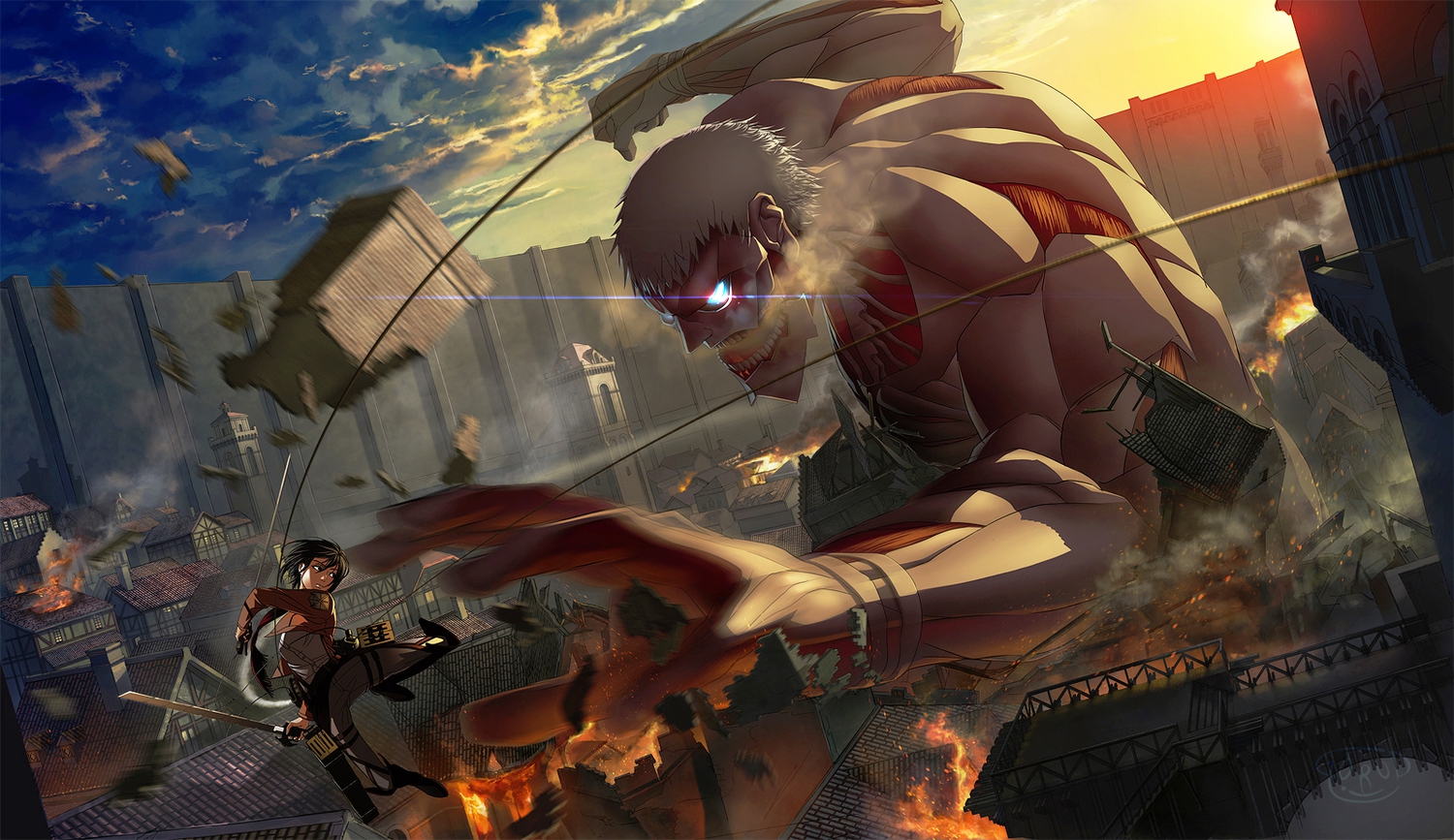 armored_titan, gonz_tanaka, mikasa_ackerman, shingeki_no_kyojin