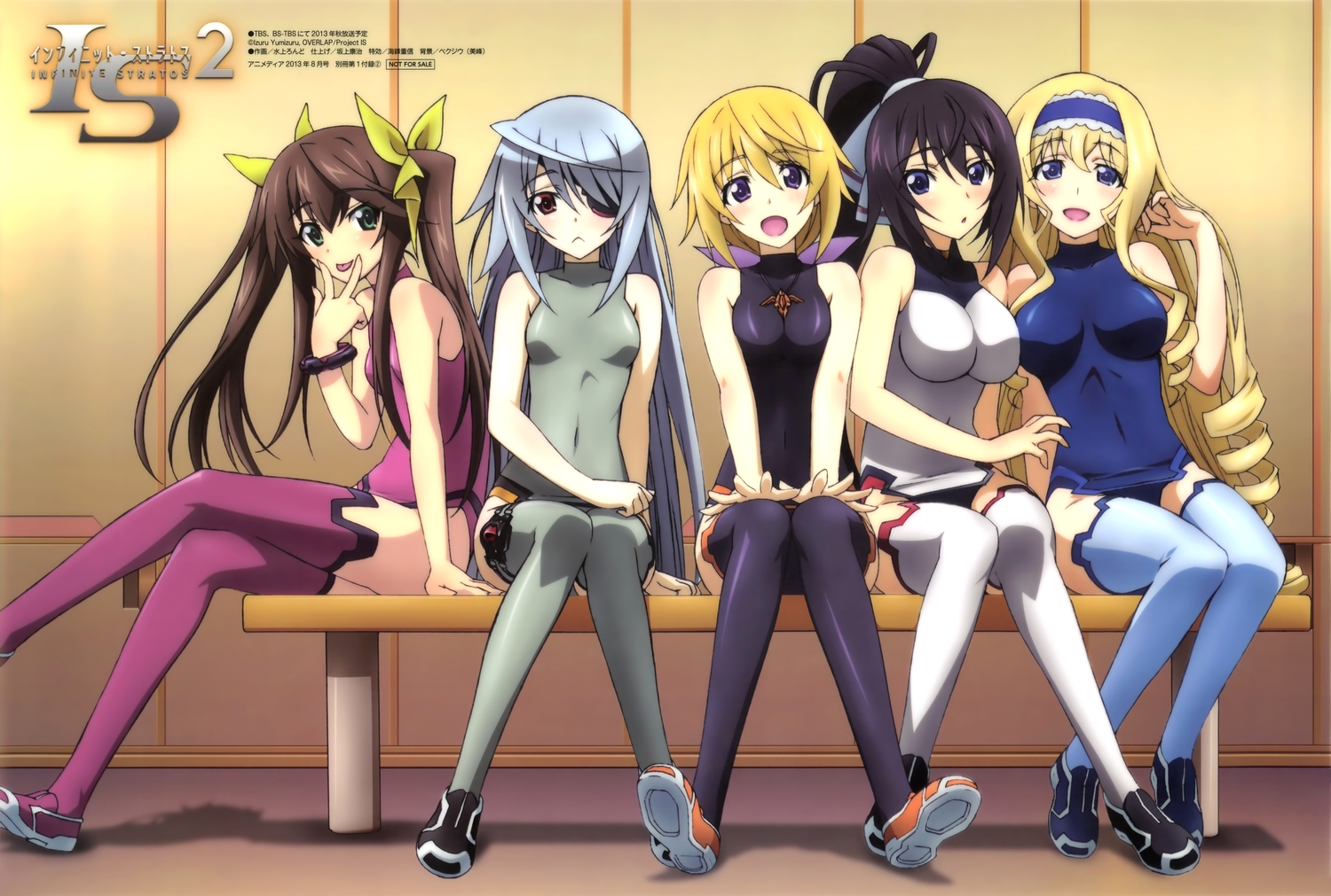 bodysuit, cecilia_alcott, charlotte_dunois, eyepatch, fang_linyin, infinite_stratos, laura_bodewig, mizukami_rondo, scan, shinonono_houki, skintight, thighhighs