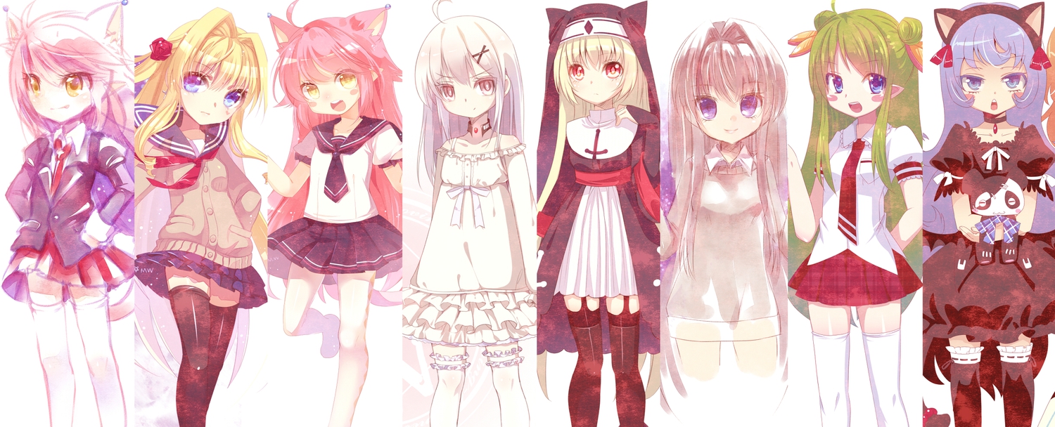 animal_ears, delores_(mvv), goth-loli, lolita_fashion, mvv, original, pointed_ears, school_uniform
