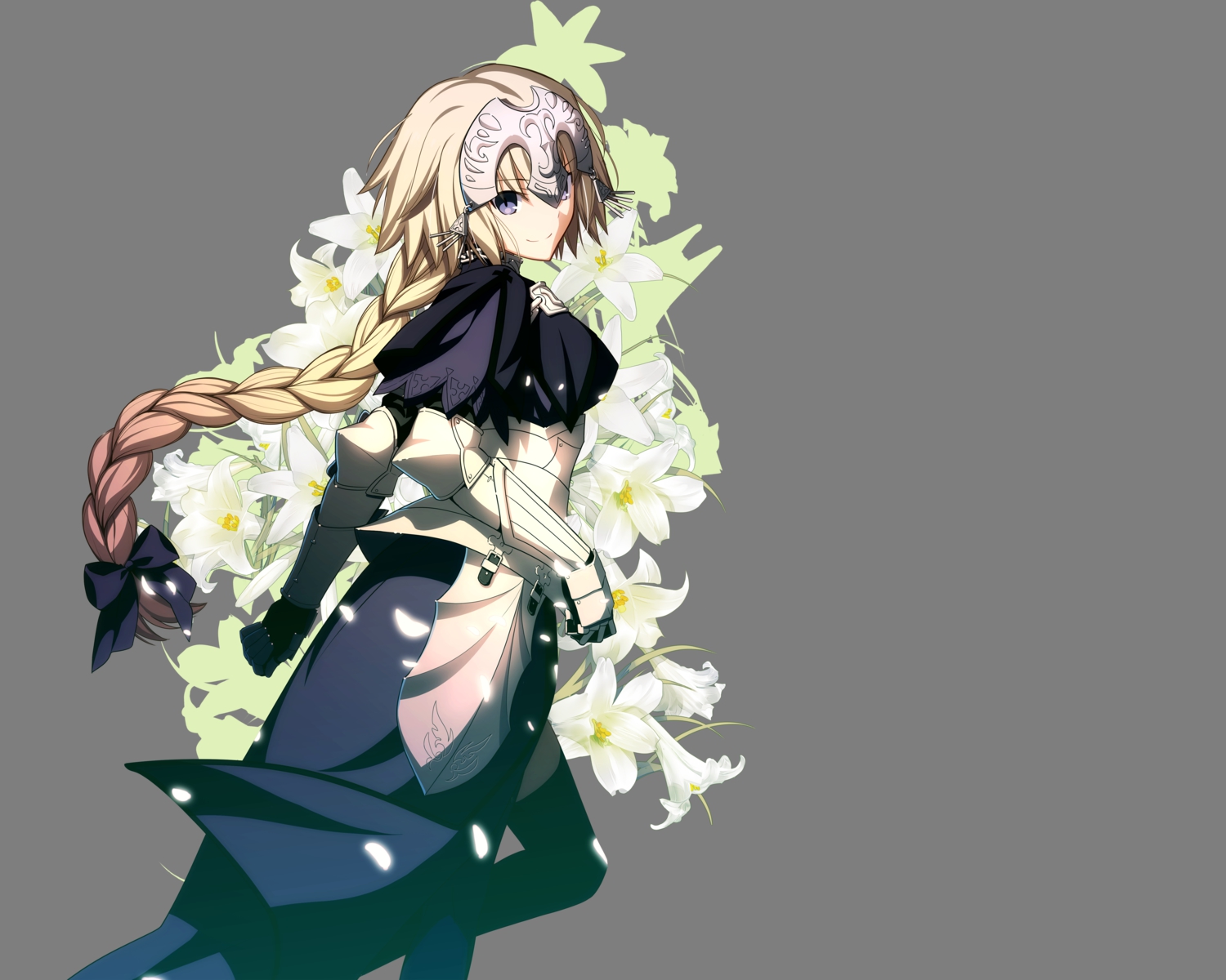 armor, blonde_hair, braids, fate/apocrypha, fate_(series), fate/stay_night, flowers, jeanne_d'arc_(fate)
