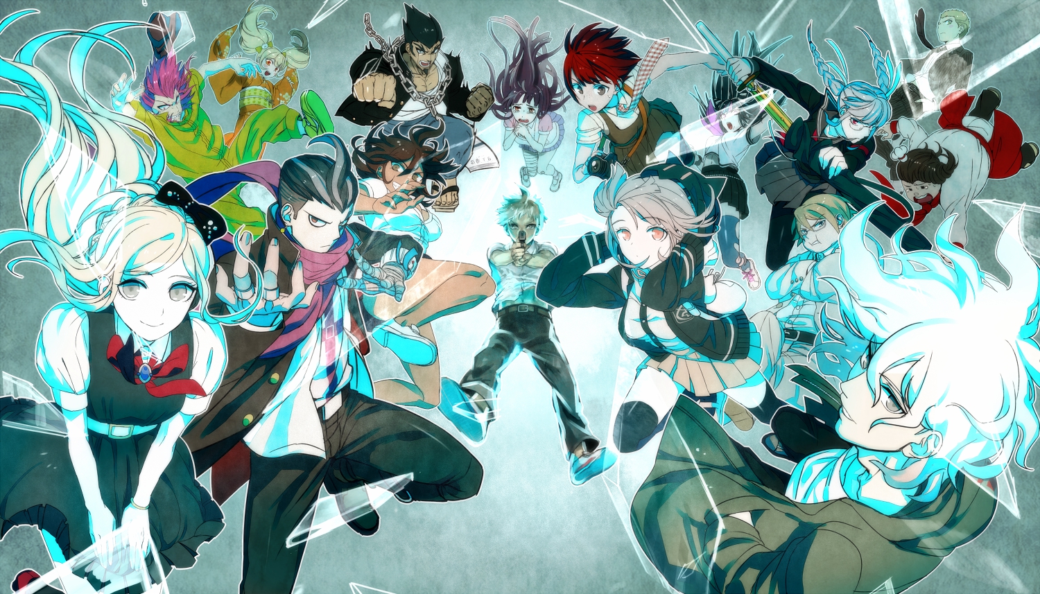 dangan-ronpa, dangan-ronpa_2, group, hanamura_teruteru, hinata_hajime, koizumi_mahiru, komaeda_nagito, kuzuryuu_fuyuhiko