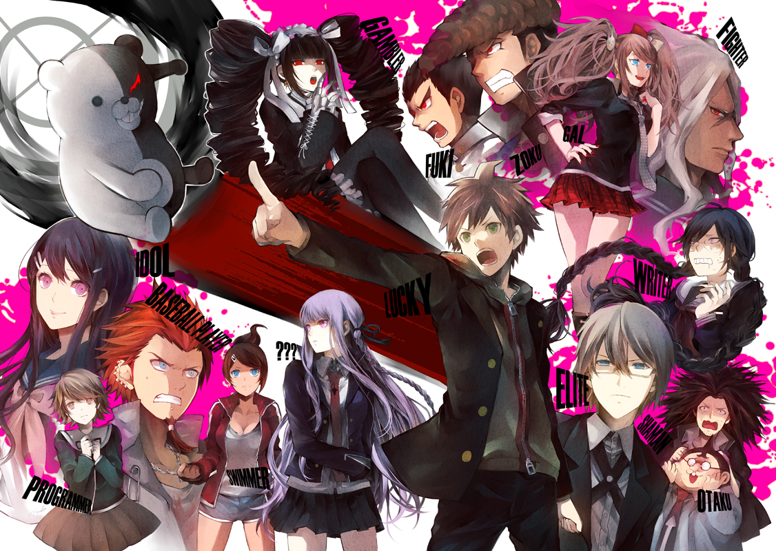 asahina_aoi, celestia_rudenberk, dangan-ronpa, enoshima_junko, fujisaki_chihiro, fukawa_touko, group, hagakure_yasuhiro, ishimaru_kiyotaka, kirigiri_kyouko, kuwata_reon, maizono_sayaka, melo_(m_0514), monokuma, naegi_makoto, ookami_sakura, oowada_mondo, togami_byakuya, yamada_hifumi
