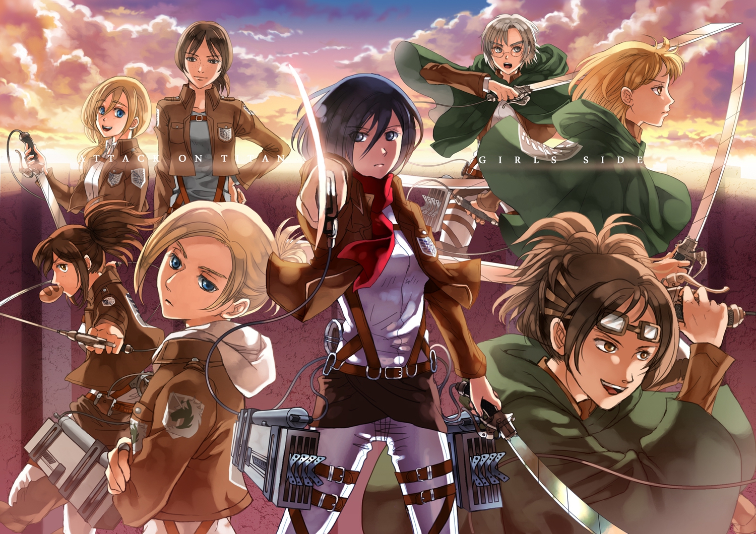 annie_leonhardt, christa_renz, hanji_zoe, ketty, mikasa_ackerman, petra_ral, rico_brzenska, sasha_browse, shingeki_no_kyojin, ymir_(shingeki_no_kyojin)