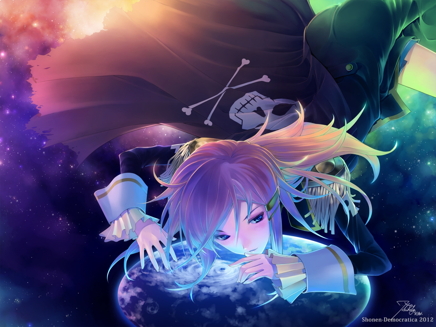 katou_marika, miniskirt_pirates, shounen_democratica, space