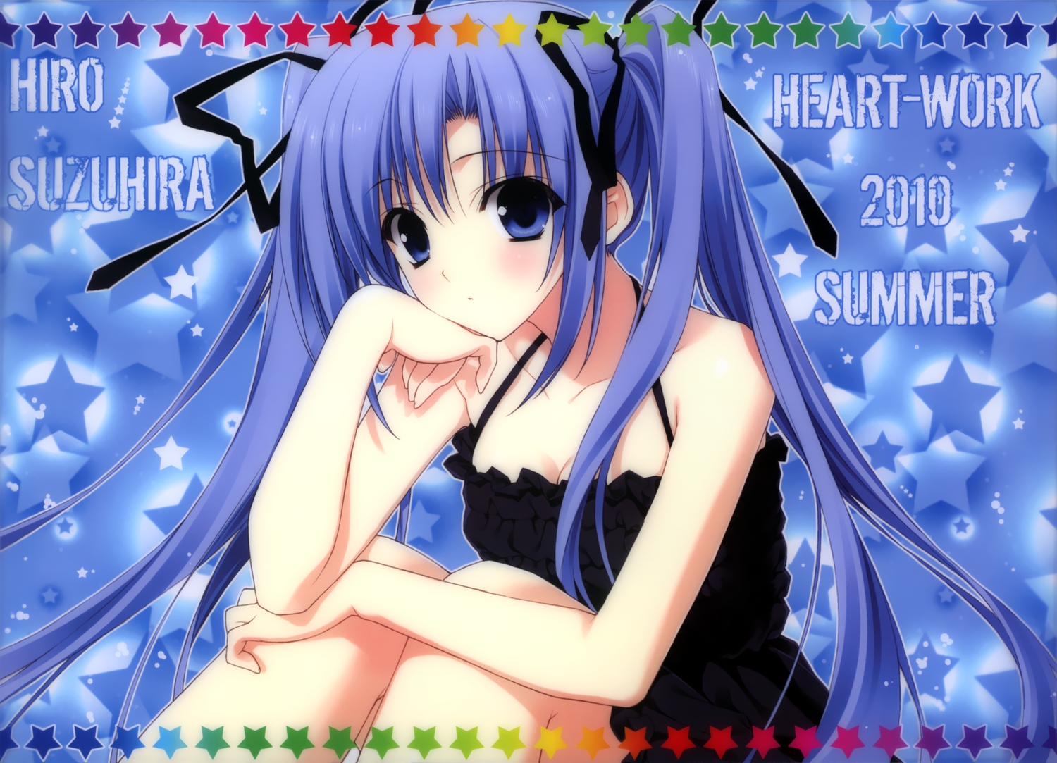 breasts, cleavage, heart-work, original, stars, suzuhira_hiro, twintails