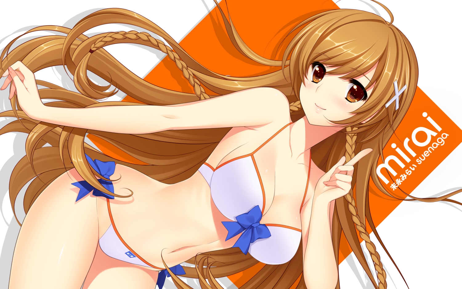 bikini, brown_eyes, brown_hair, culture_japan, koizumi_amane, long_hair, suenaga_mirai, swimsuit
