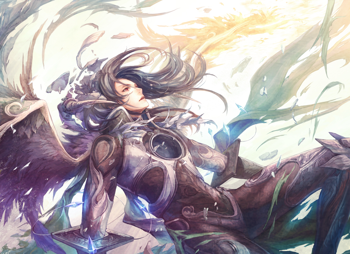 all_male, black_hair, comin, demon, horns, male, red_eyes, tagme, wings
