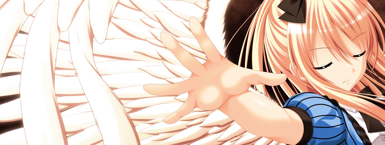 3rd_eye, blonde_hair, game_cg, gensou_no_idea, kujou_mitsuki, makita_maki, wings