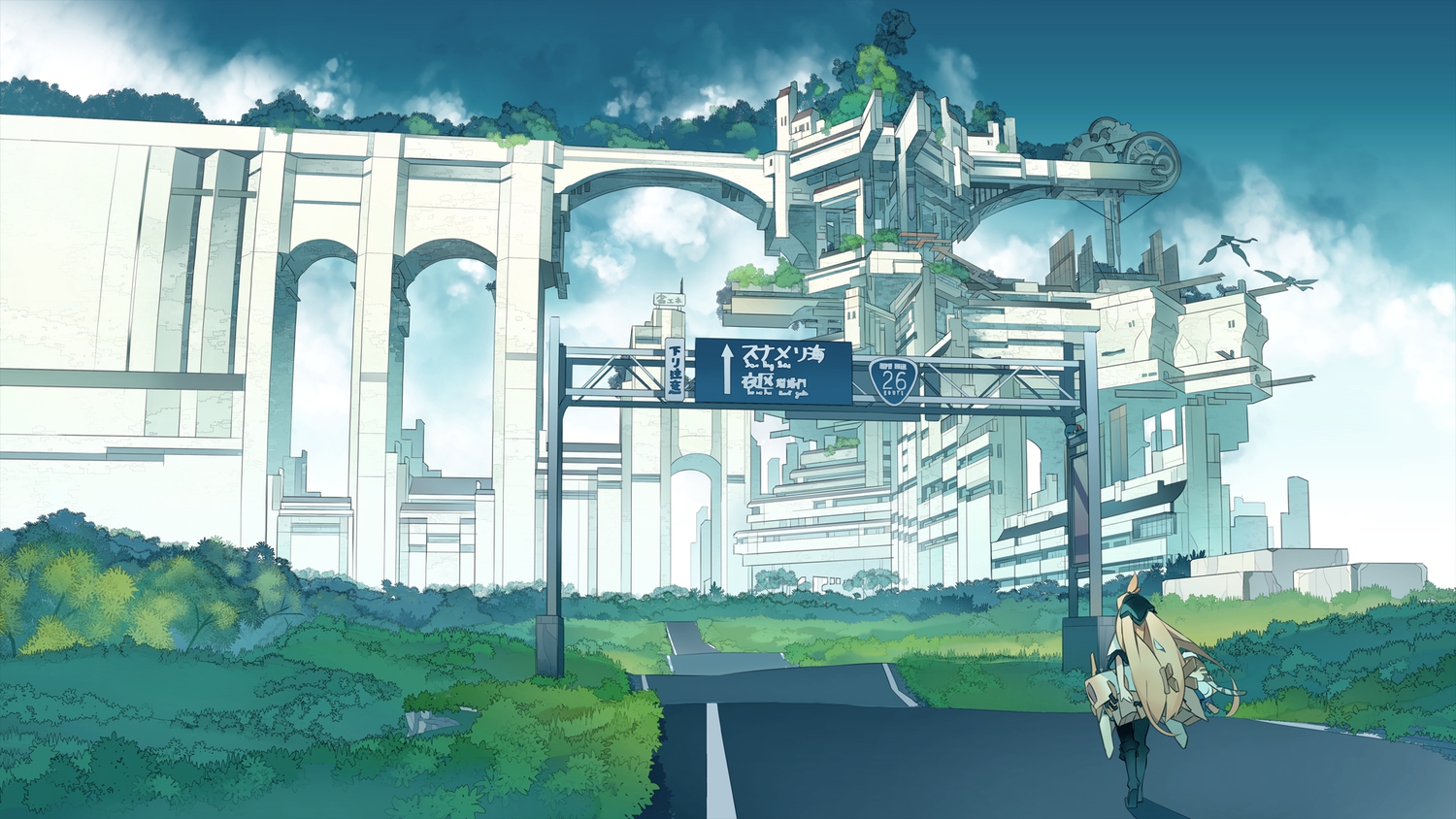 akitsu_taira, building, city, grass, original, scenic