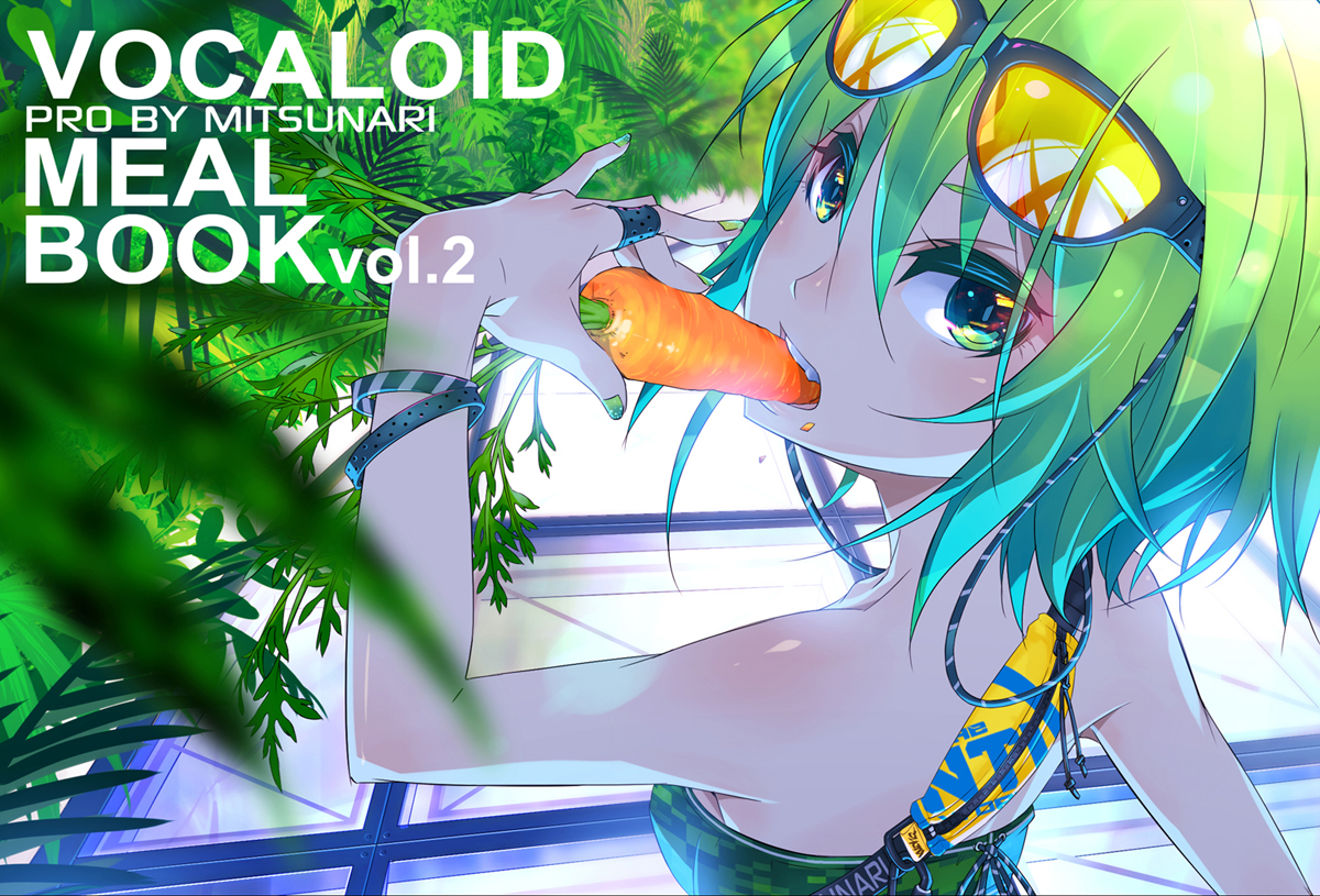 glasses, green_eyes, green_hair, gumi, monq, summer, sunset, vocaloid