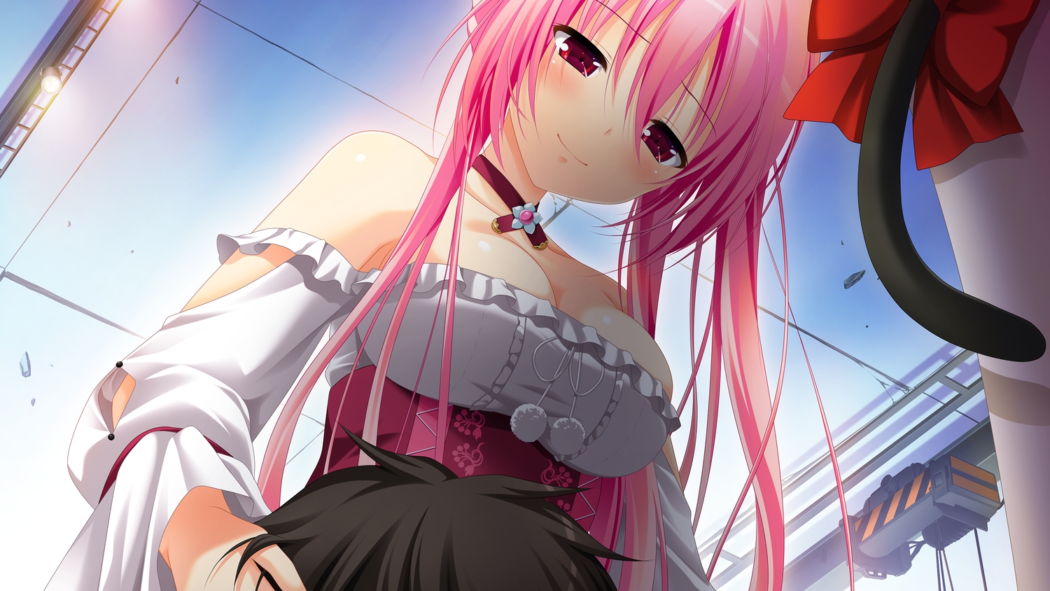 3rd_eye, breasts, cleavage, game_cg, gensou_no_idea, long_hair, makita_maki, nanami_naru