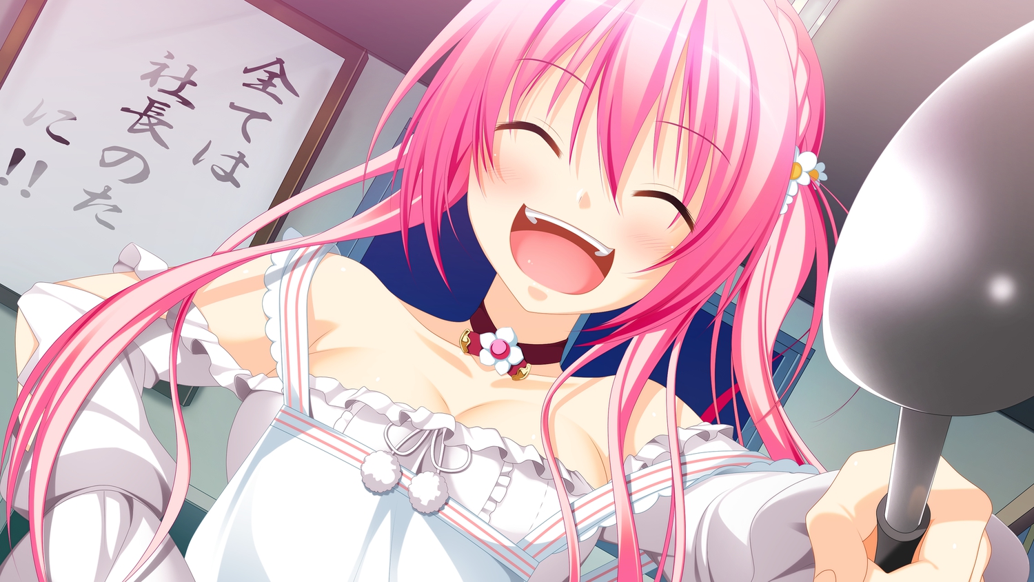 3rd_eye, apron, breasts, cleavage, game_cg, gensou_no_idea, makita_maki, nanami_naru
