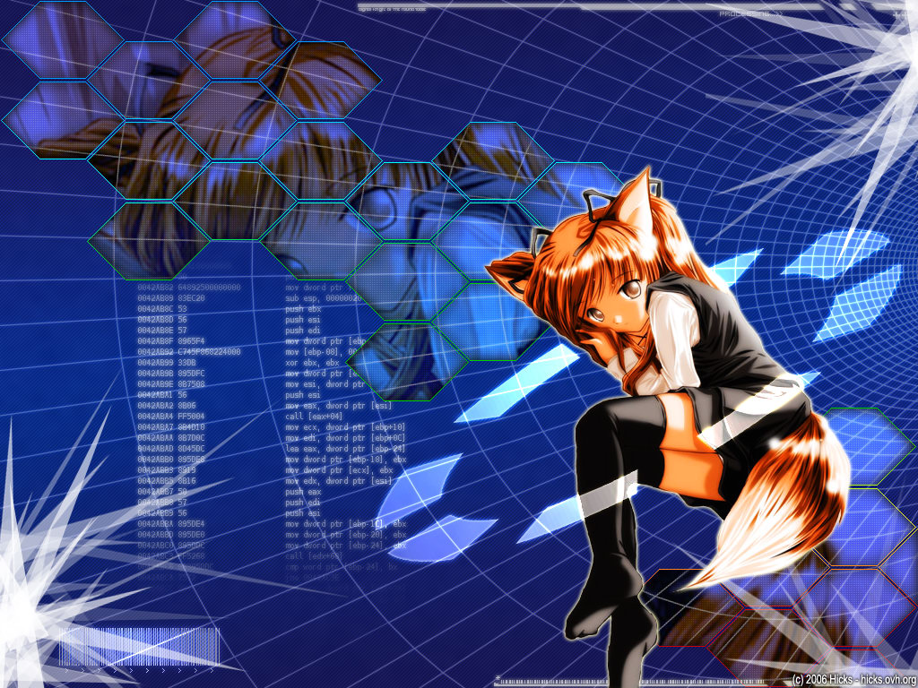 animal_ears, foxgirl, ribbons, skirt, tail, thighhighs, yukirin