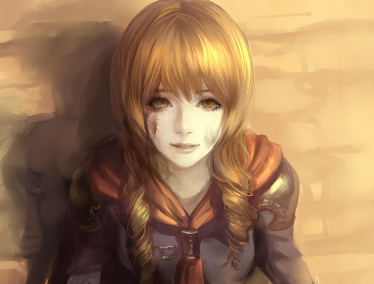 ask_(askzy), blood, braids, brown_eyes, brown_hair, cinque_(final_fantasy), final_fantasy, final_fantasy_type_0, uniform