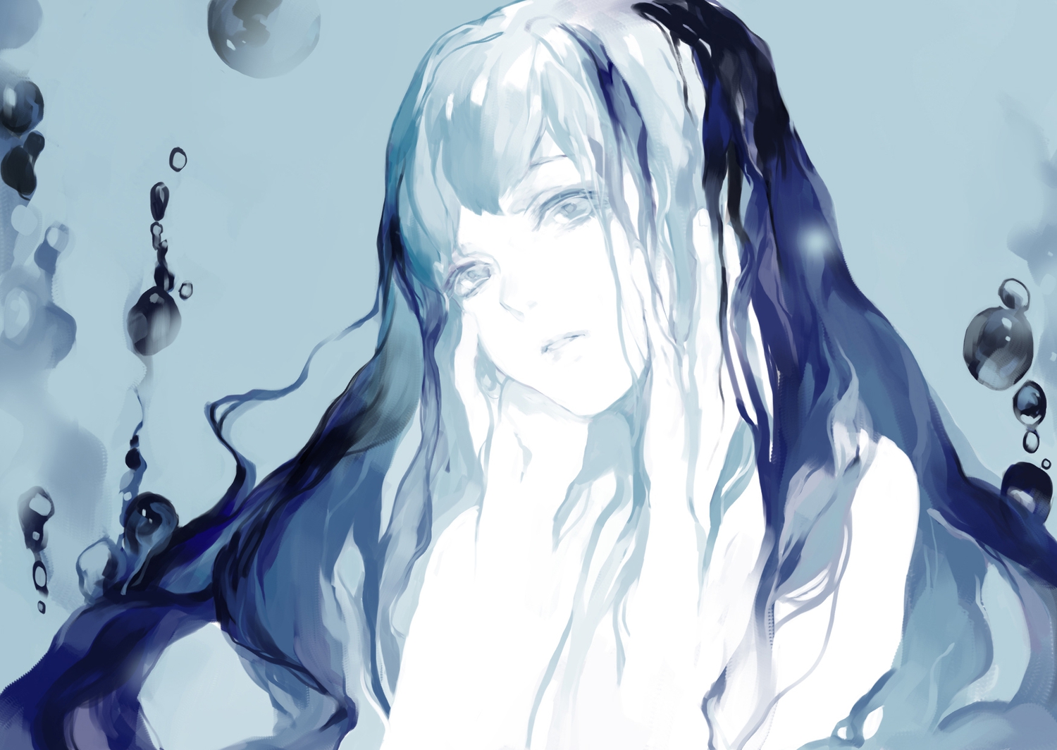 bubbles, long_hair, noir_(ibaraki), original, polychromatic