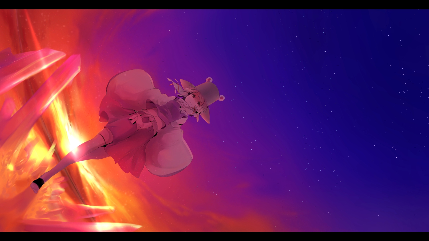 moriya_suwako, sky, stars, sunset, touhou, yugeoryouki