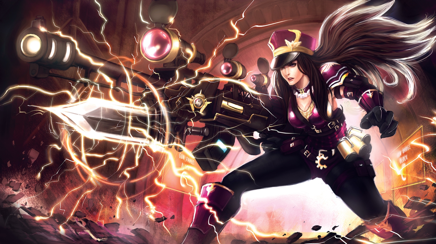 caitlyn, edward_montenegro, gun, hat, league_of_legends, long_hair, pantyhose, weapon